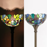 Werfactory® Torchiere Tiffany Floor Lamp Stained Glass Torch Grape Standing Light