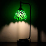 Werfactory® Tiffany Lamp W6H20 Inch Green Leaf Stained Glass Table Lamp