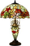 Werfactory® Tiffany Lamp W16H24 Inch Stained Glass Mother Daughter Flower Table Lamp