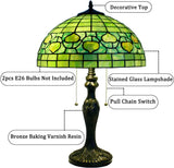 Werfactory® Tiffany Lamp Green Stained Glass Table Lamp W16H24 Inch Bedside Nightstand