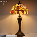 12 inch Tiffany Lamps Werfactory® Double Tropical Birds Stained Glass Bedside Lamp