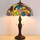 Werfactory® Tiffany Table Lamp Green Stained Glass Grapes Style Handmade Reading Lamp