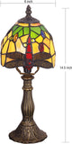 Werfactory® Small Tiffany Lamp Dragonfly Style Green Stained Glass Table Lamp, 14" Tall
