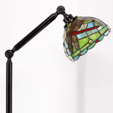 Werfactory® Torchiere Tiffany Floor Lamp Stained Glass Dragonfly Arched Gooseneck Lamp