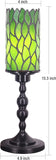 Werfactory Small Tiffany Lamp Stained Glass Table Lamp Green Leaf Style Lamp