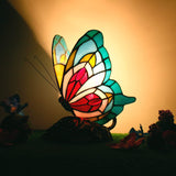 Werfactory® Tiffany Butterfly Lamp Cute Fairy Flying Wings Blue Stained Glass Warm Light