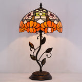 12 inch Werfactory® Table Lamp Stained Glass Lamp Orange Flower Desk Light