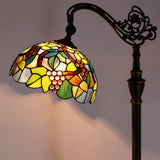 Werfactory® Tiffany Floor Lamp Stained Glass Grape Arched Gooseneck Reading Light