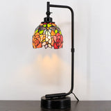 Werfactory® Small Tiffany Lamp W6H20 Inch Red Yellow Rose Stained Glass Table Lamp