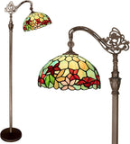 Werfactory® Tiffany Floor Lamp Stained Glass Flower Arched Gooseneck Reading Light