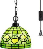 Werfactory® Small Tiffany Style Plug in Pendant Light Mini Stained Glass Chandelier