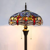 Tiffany Lampshade Replacement Werfactory® W16H7-inch Blue Orange Stained Glass  Dragonfly Style Shade