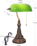 Werfactory® Banker Lamp Tiffany Desk Lamp Green Stained Glass Table Lamp