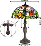 Werfactory® Tiffany Table Lamp 24 Inch Stained Glass Butterfly Style Reading Lamp