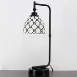 Werfactory® Tiffany Lamp W6H20 Inch White Bead Stained Glass Table Lamp