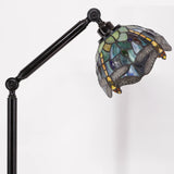 Werfactory® Torchiere Tiffany Floor Lamp Stained Glass Dragonfly Arched Gooseneck Reading Light