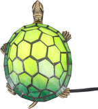 Werfactory® Tortoise Lamp Tiffany Style Turtle Lamp Green Stained Glass Table Lamp Cute Animal Desk Night Light