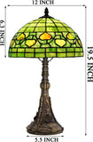 Werfactory® Tiffany Style Table Lamp W12H19 inch Green Stained Glass Antique Light