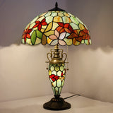 Werfactory® Tiffany Lamp W16H24 Inch Stained Glass Mother Daughter Flower Table Lamp