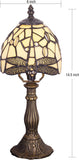 Werfactory® Small Tiffany Lamp Cream Dragonfly Style Stained Glass Table Lamp, 14" Tall