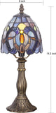 Werfactory® Small Tiffany Lamp Cloudy Style Stained Glass Table Lamp, 14" Tall