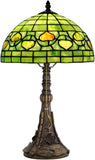 Werfactory® Tiffany Style Table Lamp W12H19 inch Green Stained Glass Antique Light