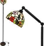 Werfactory® Torchiere Tiffany Floor Lamp Stained Glass Butterfly Arched Gooseneck Reading Light