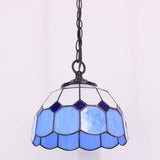 Tiffany Pendant Light with 8 Inch Blue Stained Glass Style Shade Hanging Lamp