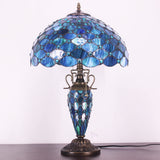 Werfactory® Tiffany Lamp W16H24 Inch Blue Stained Glass Mother Daughter Table Lamp