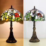 Werfactory® Tiffany Table Lamp W12H19 Inch Stained Glass Antique Butterfly Style Light