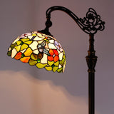 Werfactory® Tiffany Floor Lamp 12X18X65 Inches Stained Glass Butterfly Arched Gooseneck Reading Light