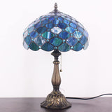 Tiffany Table Lamp Werfactory® W12H19 Inch Blue Stained Glass Lamp