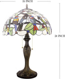 Tiffany Lampshade Replacement Werfactory® W16H7-inch Colorful Stained Glass Birds Style Shade