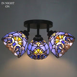 WERFACTORY Tiffany Lamp Sea Blue Stained Glass Dragonfly Style Desk Reading Light