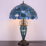 Werfactory® Tiffany Lamp W16H24 Inch Blue Stained Glass Mother Daughter Table Lamp