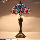 12 inch  Blue Red Stained Glass Dragonfly Lampshade Only Werfactory®  Fit for Tiffany Table Lamp