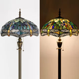 Werfactory® Tiffany Floor lamp, 70 inches high Dragonfly Style Stained Glass Light