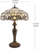 Tiffany Lampshade Replacement Werfactory® W16H7-inch Cream Stained Glass  Dragonfly Style Shade