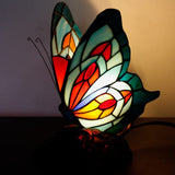 Werfactory® Tiffany Butterfly Style Table Lamp Blue Stained Glass Desk Night Light