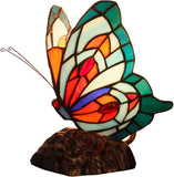 Werfactory® Tiffany Butterfly Style Table Lamp Blue Stained Glass Desk Night Light