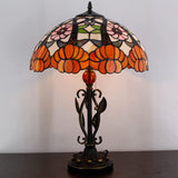 Werfactory® Tiffany Table Lamp Stained Glass Lamp Orange Flower Desk Light