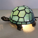 Werfactory® Tortoise Tiffany Style Turtle Lamp Blue Stained Glass Table Lamp