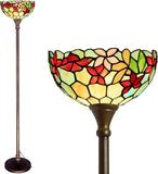 Werfactory® Torchiere Tiffany Floor Lamp 12X12X67 Inches Stained Glass Flower Standing Torch Light