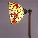Werfactory® Torchiere Tiffany Floor Standing Stained Glass Flower Arched Lamp Swing Arm Angle Adjustable Reading Light