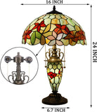 Werfactory® Tiffany Lamp W16H24 Inch Stained Glass Mother Daughter Flower Table Lamp