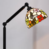 Werfactory® Torchiere Tiffany Floor Lamp Stained Glass Butterfly Arched Gooseneck Reading Light