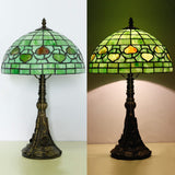 Werfactory® Tiffany Style Table Lamp W12H19 inch Green Stained Glass Antique Light