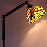 Werfactory® Torchiere Tiffany Floor Lamp Stained Glass Dragonfly Arched Gooseneck Lamp