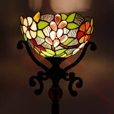 Tiffany Floor Lamp Stained Glass Torchiere Light Grape Rose Standing Pole Corner Uplight Antique Style