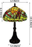 Werfactory® Tiffany Table Lamp Green Yellow Stained Glass Dragonfly Style Handmade Reading Lamp